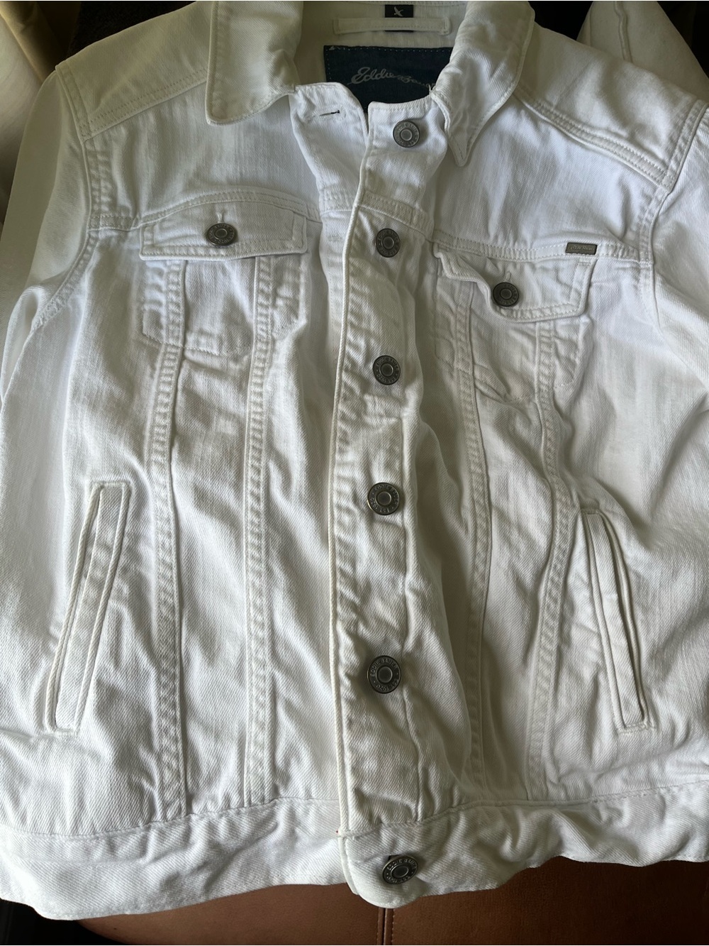 Eddie Bauer White Denim Button Jacket - Picture 6 of 10